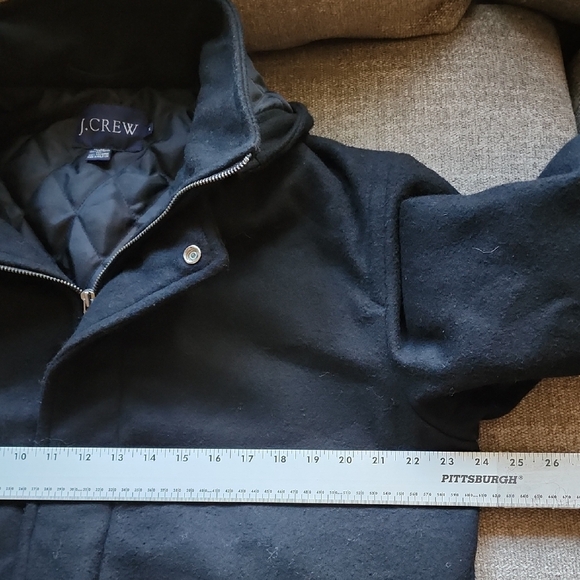 J.Crew Men’s Black Wool Trench Coat | Quilted Lined Hooded Jacket | Winter Essen - Picture 10 of 12